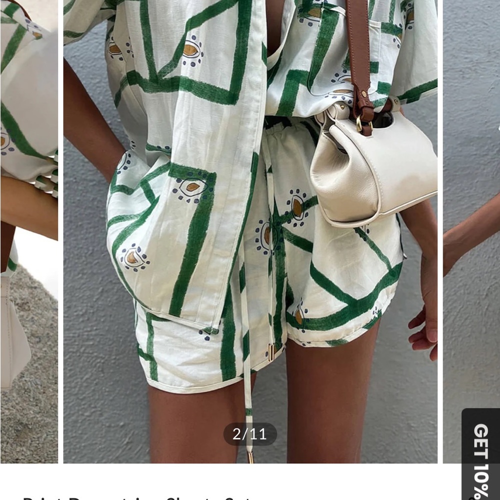 Drawstring printed short set